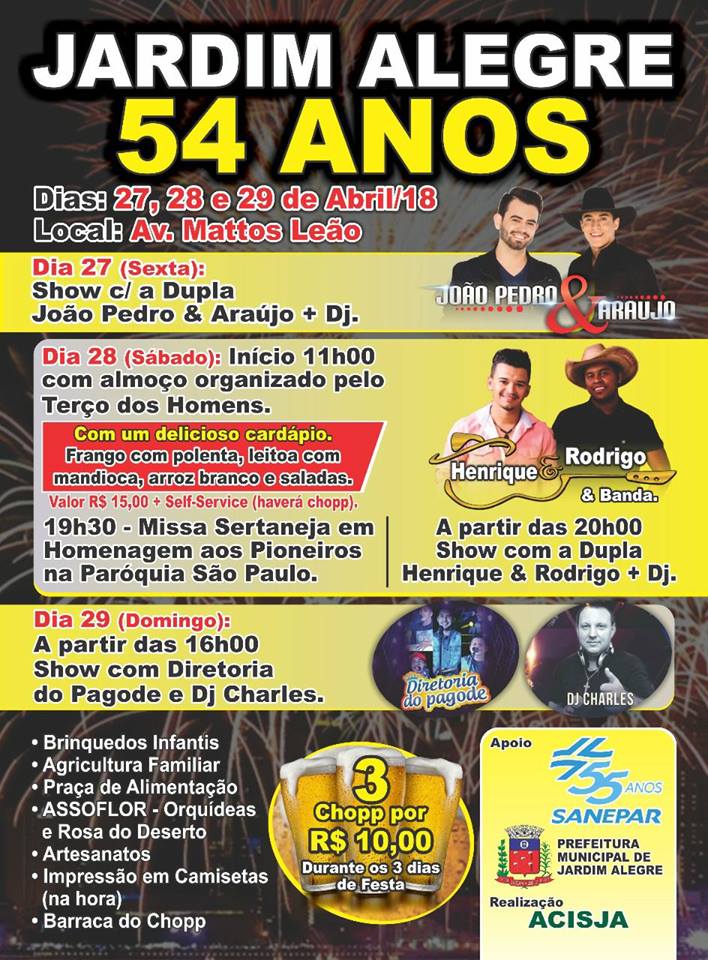 JARDIM ALEGRE 54 ANOS!